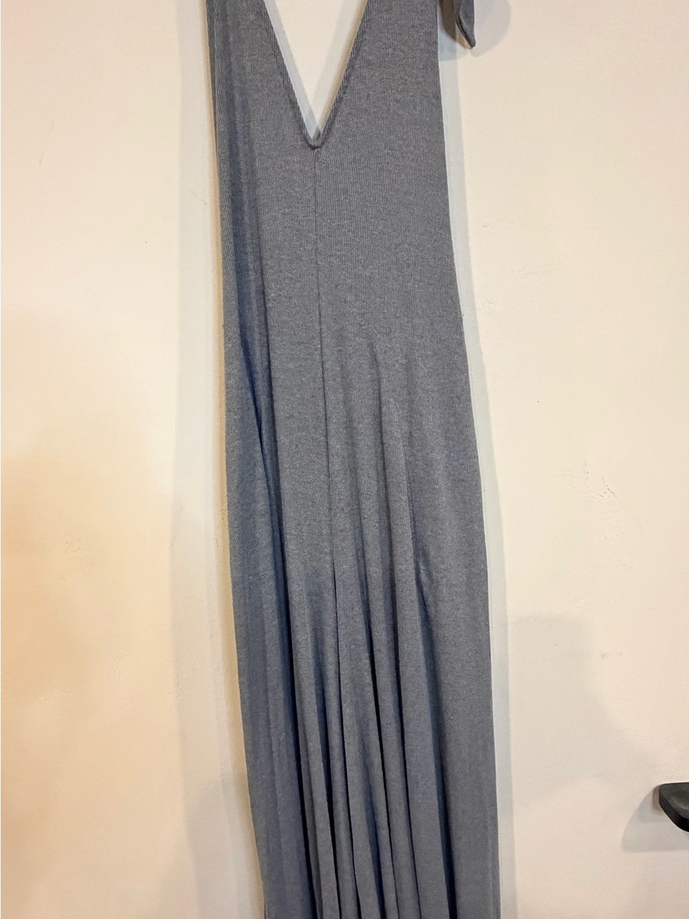 Free People Beach Halter-Neck Wide-Leg Jumpsuit Ribbed Gray MSRP $118 - Picture 6 of 7